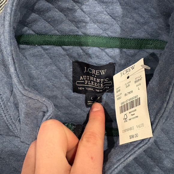 j.crew men’s quilted half-zip | size L - Picture 4 of 5